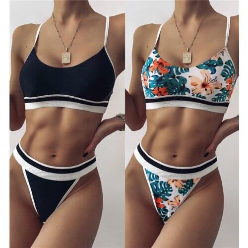 2021 Bandage Thong Bikini Push Up Sport Style Swimwear Women Maio Biquini Mujer Banador Badpak Dames Monokini Maillot Femme