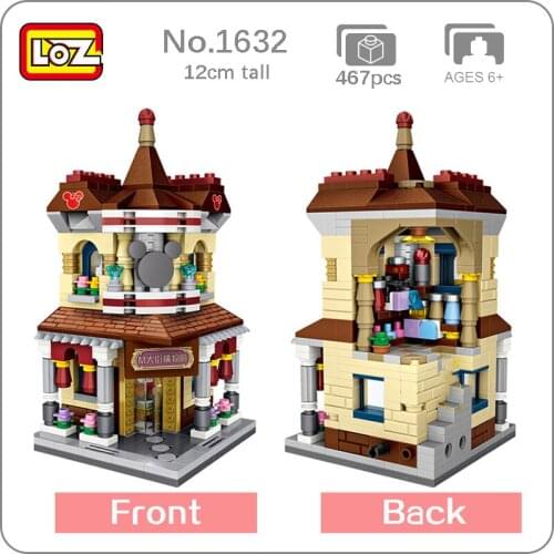 LOZ 1632 City Street Shopping Mall Supermarket Architecture 3D Model DIY Mini Blocks Bricks Building Toy for Children no Box
