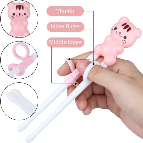 5 Pack Kids Training Chopsticks Cat Shape Baby Training Chopsticks with Silicone