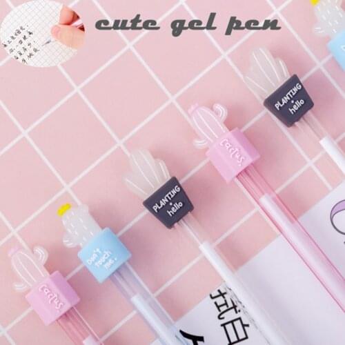 60 Pcs Cactus Pot Gel Pens Student Gel Ink Pen School Office Supplies Learning Stationery Wholesale 0.5mm Black Ink Writing Pen