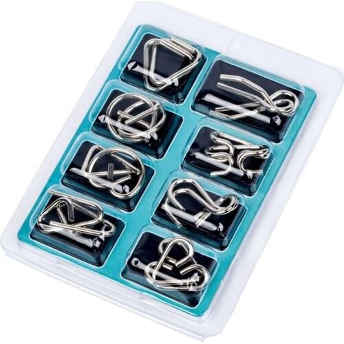 8PCS/Set Metal Puzzle IQ Wire Brain Teaser Game for Children Adults