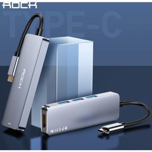 ROCK USB Type C to HDMI VGA Adapter USB 3.1 USB-C to HDMI Adapter Converter for MacBook Air Pro/Huawei Matebook/Samsung Tablet