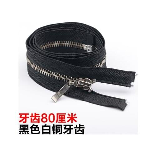 Free shipping 3pcs/lot 80cm black cloth silver teeth zipper 5# copper zipper jacket zipper coat down jacket zipper