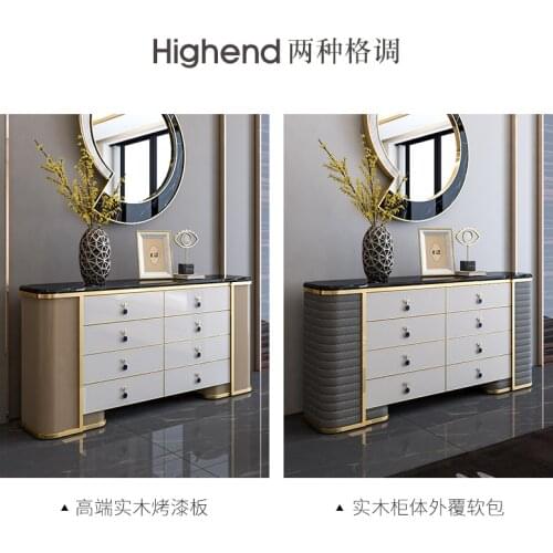Hong Kong-style marble minimalist light luxury cabinet side cabinet cabinet high-end model room living room dining room