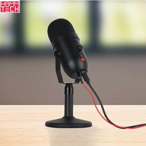 Cardioid Condenser Microphone with Realtime Listening One-click Mute USB Desktop Microphone