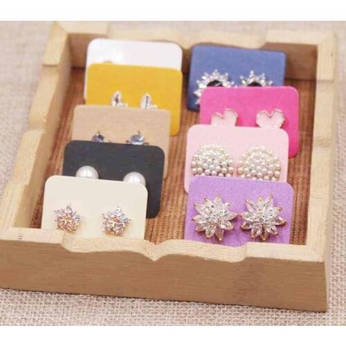 100pcs cute solid color earring paper package card DIY small stud earring card white kraft pink jewelry display card