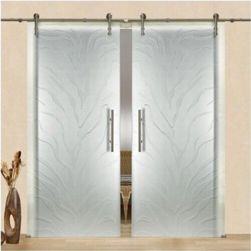 Kinmade 13.2FT Double Panel Stainless steel full set kit hardware for glass sliding door (satin finish)
