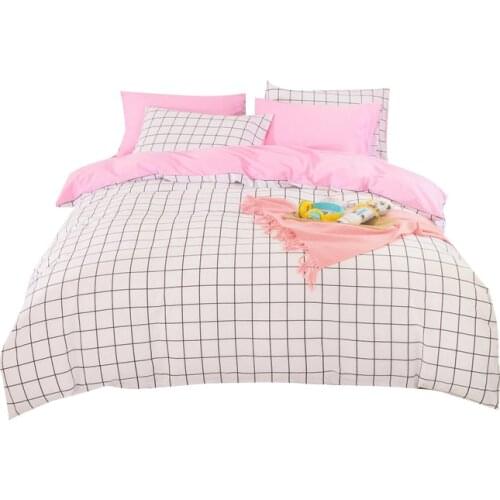 Cotton linens Nordic style Duvet Cover Set,Gray lattice Bedding Set Russia USA,Contain Duvet Cover Sheet PillowCase,Customized