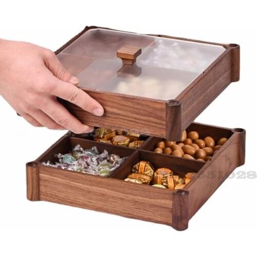 Creative Solid Wood Dried Fruit Box with Lid Candy Snack Storage Box Kitchen Storage Supplies Desktop Decoration