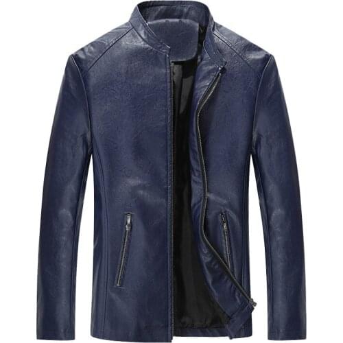 Men Spring New Motorcycle Vintage Leather Jacket Coat Men Autumn Outfit Fashion Biker Pocket Zipper Design PU Leather Jacket