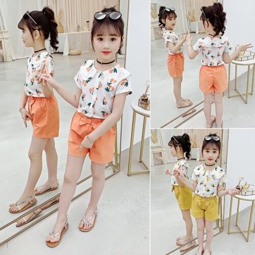 Summer Kids Girls Clothing Sets New T-SHIRT + Short Pants 2Pieces Outfits For Age 3 4 6 8 10 12 Year Cute Girl Suits clothes