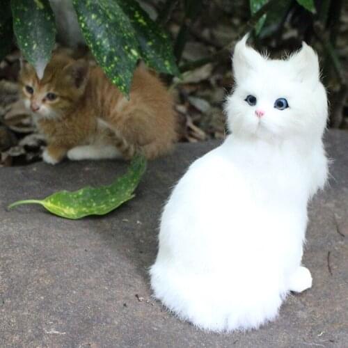 Simulation cute squatting cat 21x13cm model polyethylene&furs cat model home decoration props ,model gift d603