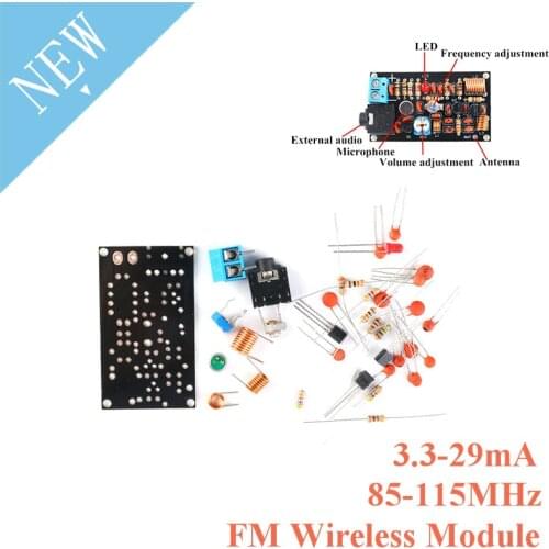 FM Frequency Modulation Wireless Microphone Module 85-115MHz DIY Kit Transmitter Board Parts FM Radio Experiment Training 1.5-9V