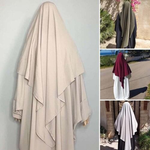 Full Cover Muslim Women Prayer Dress Niquab Long Scarf Khimar Hijab Islam Large Overhead Clothes Jilbab Ramadan Arab Middle East