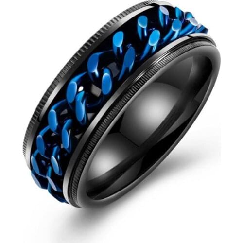 LAN PALACE new blue chain men ring fashion Finger rings for men Jewelry birthday party gift free shipping