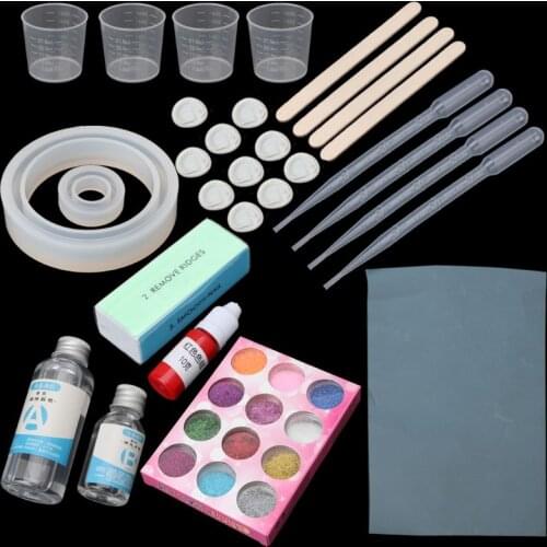 DIY Epoxy Resin Ring Bracelet Molds Jewelry Making Tool Kit With Resin AB Glue MXME