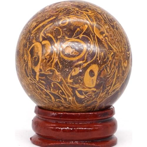 Natural Fossil Elephant Skin Jasper Ball Mineral Quartz Hand Massage Crystal Ball Healing Feng Shui Home Decor Accessory 40mm
