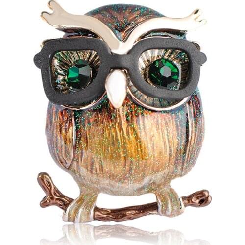 OI New Arrival Purple Parrot Brooch Big Belly Owl Brooches For Kids Gifts Suit Collar Sweater Clips Gold-color Pins Jewelry