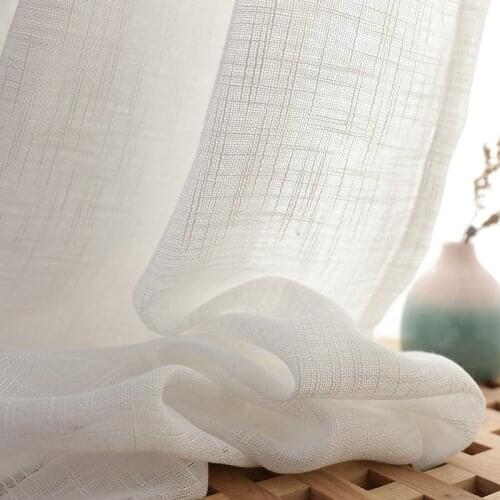 Elka Japan Style Solid Tulle Sheer Curtains For Living Room Curtain White Yarn Thickened Cotton And Linen Simple Tulle Curtain