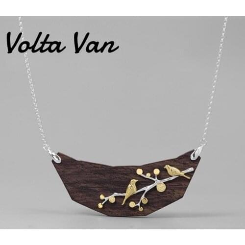 Volta Van Pendant Necklaces 925 Sterling Silver Elegant 2021 New Sandalwood Bird Branches Vintage Jewelry Silver Necklace