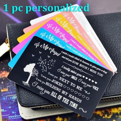 Personalized Metal Wallet Card Insert Custom Laser Engraved Message Card Romantic Gift Hand Writting Love Greeting Card KP028