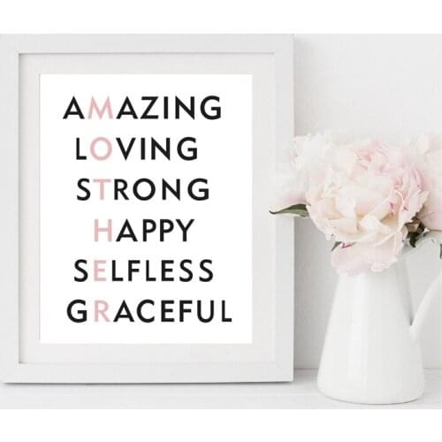 Mothers Day Gift Wall Art Canvas Painting Picture , Mothers Day Present Print Birthday Gift for Mum Prints Woman Bedroom Decor