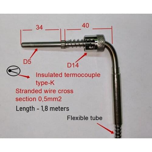Simple J type Mineral Insulated bolt thermocouple