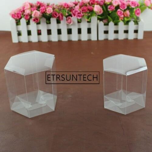 100pcs Transparent Clear Gift Candy Box Hexagon PVC Chocolate Bags Apple Boxes Wedding Favor Party Event Decoration