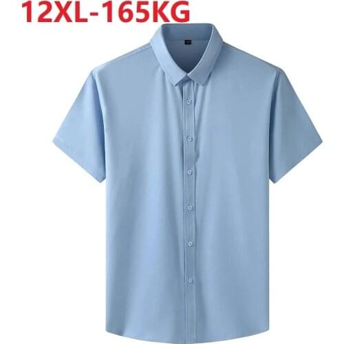 5XL 8XL 10XL 12XL 11XL Large Size Men Shirt short Sleeved purple Black Blue Business formal Mens oversize office Shirt Plus size