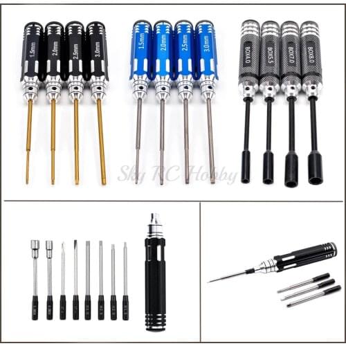 RC Tools Hex Screw Driver 1.5 2.0 2.5 3.0mm Titanium Plating Hardened Socket ScrewDriver Wrench For FPV RC Drone Helicopter toys