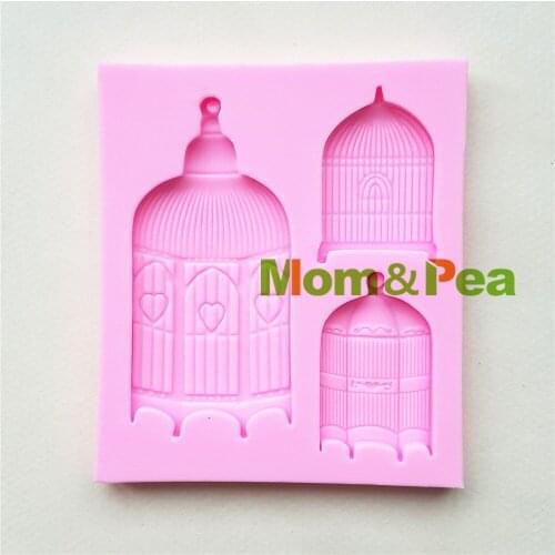 Mom&Pea 1113 Free Shipping Birdcages Silicone mold Cake Decoration Fondant Cake 3D Mold Food Grade