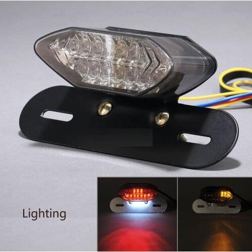 Smoke 12V 20LED Universal Motorcycle Motorbike Quads Stop Brake Tail Lights Rear Turn Signal License Plate Integrated Light Lamp