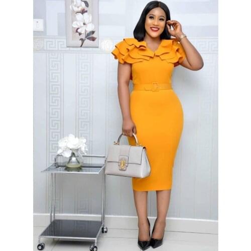 2021 Summer Womens Lotus Leaf Bag Hip OL Short-sleeved European and American Dress Fashion Personality Dress Personality Dress