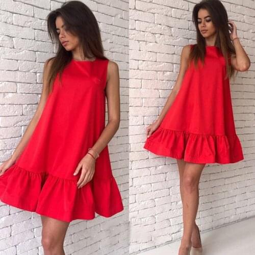 Women Sexy Ruffles Dress Summer Sleeveless A Line Bodycon Female Short Dresses New Party Vestidos