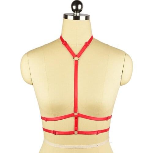 10pcs Women Sexy Harness Hollow Out Cage Bra Black Adjustable Elastic Strap Strappy Body Bustier Fashion Harness 9 colors