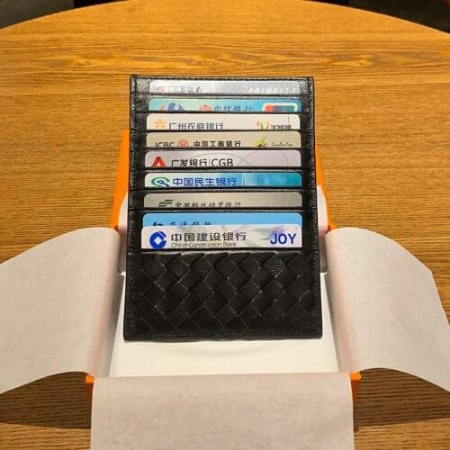 100% Leather Woven Card Holder Unisex Multi-card Bank Card Holder Large Capacity Card Wallet Long Multi-layer Anti-degaussing