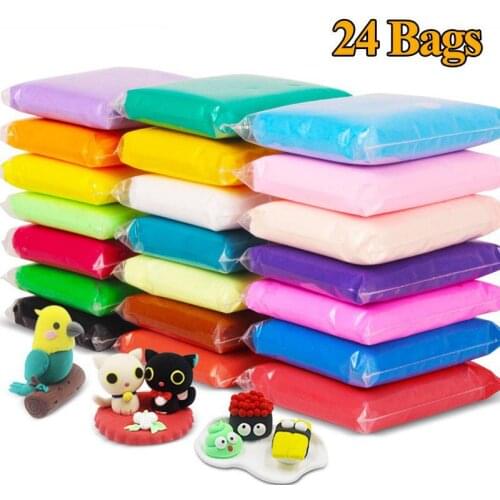 12 24 36pcs DIY Clay Toys Slime Light Playdough Polymer Plasticine Air Drying Casting Modelling Clay Tool Creative Kids Gifts