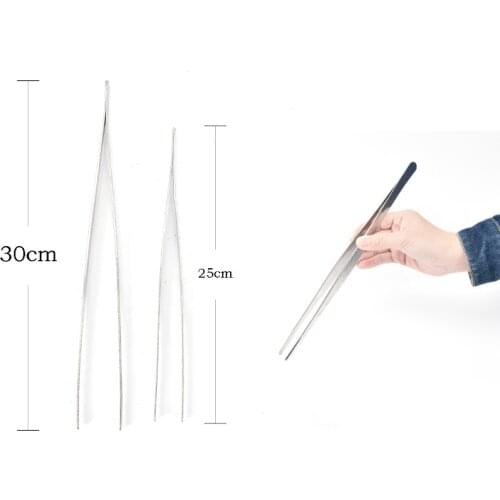 12.5/25/30cm Long Barbecue Food Tong Stainless Steel Straight Tweezer Toothed Tweezer Home Medical Garden Kitchen BBQ Tool