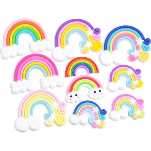 20-50 Pcs Soft Pottery Rainbow Scrapbooking Patches DIY Craft Phone Shell Decor Art Kids Hair Accessories Ornaments Materials