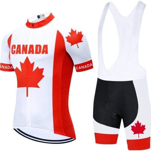 2021 Team CANADA Cycling Jersey Set Breathable Bicycle Clothing Riding Bike Clothes Short Sleeve Cycling Set Ropa Ciclismo 20D