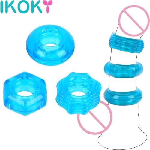 3pcs Crystal Silicone Penis Ring Sex Toys for Men Cock Enlargement Male Masturbator Delay Ejaculation Adult Products Couple Tool