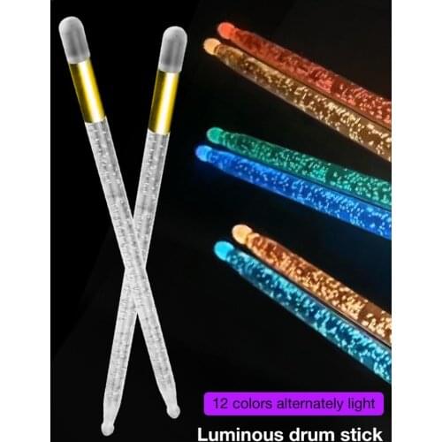 5A Drumstick Acrylic Luminous Drum Stick LED Light Up Drumsticks for Stage Performance