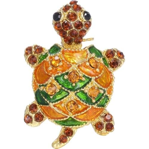 Womens artistic Crystal Tortoise Brooch multi enamel Sea Turtle brooches women crystal rhinestone breast pin