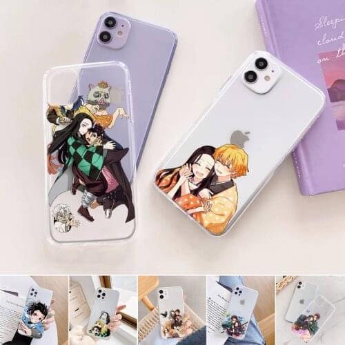 Demon Slayer anime Phone Case For iphone 12 11 mini x xs xr pro max 8 7 6s 6 5 5s 5c se plus Transparent soft