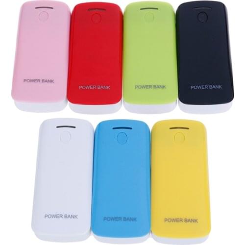 DIY Power Bank Case 2x 18650 Battery Charger External Box With LED Flashlight 7 Colors
