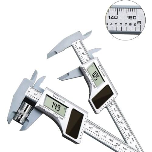 0-150MM Plastic 6 inch Pachymeter Solar Power Digital Vernier Calipers Energy Electronics pachometer Gauge Measuring Tools