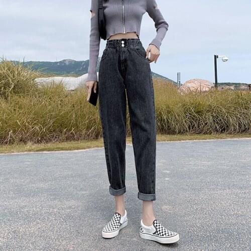 Casual Harem Jeans High Waist Denim Pants Plus Size Loose Elastic Waist Vintage Korean Pantalones Vaqueros Mujer
