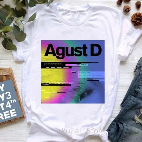 Rainbow Agust D Graphic Print T-Shirt WomenS Clothing Pride Lgbt Tshirt Femme D-2 Album T Shirt Female Summer Tops Tee