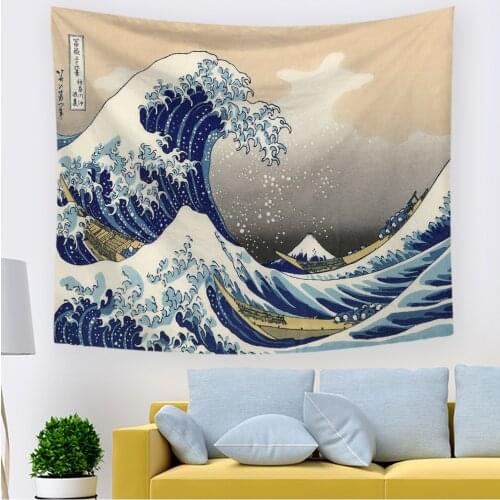 Tapestry Wall Hanging Great Wave Wall Tapestry Hippie With Art Nature Home Decor For Living Room Bedroom Dorm Decor 90x70Inches