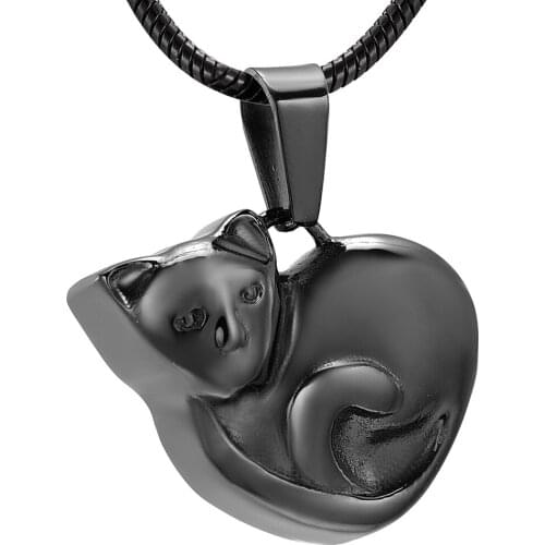 IJD10074 Stainless Steel Cremation Jewelry Cat Ashes Pendant Necklace Memorial for Ashes Urn Pet